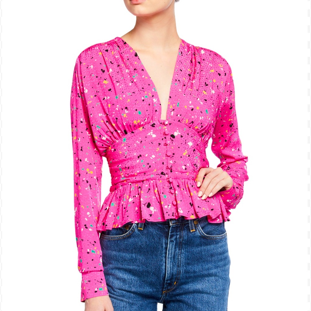 ROTATE Birger Christensen Tracy Top in Paint Splash in Size US 4/EU 36.
